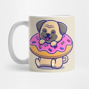 Cute Pug With Doughnut Mug